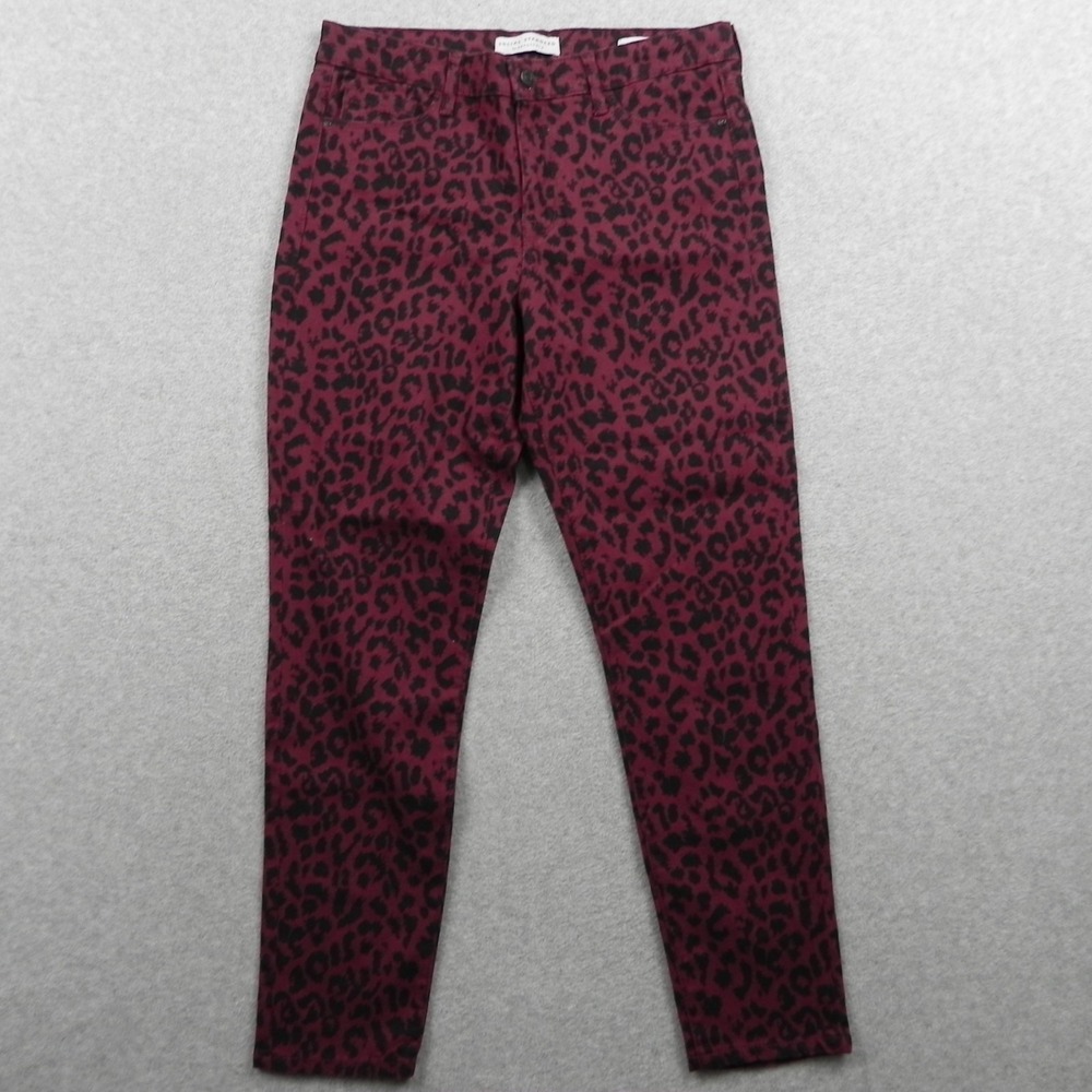 Social Standard by Sanctuary Jeans Womens 8 Ankle Skinny Denim Maroon Leopard